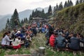 GUIZHOU PROVINCE, CHINA Ã¢â¬â CIRCA DECEMBER 2017: A group of people different ethnic minority during the feast.